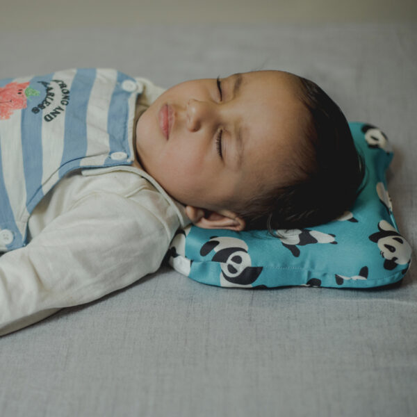 Memory Foam Baby Head Shaping Pillow with Outer Cover for Infants to 12 months (10x8x1) - Blue