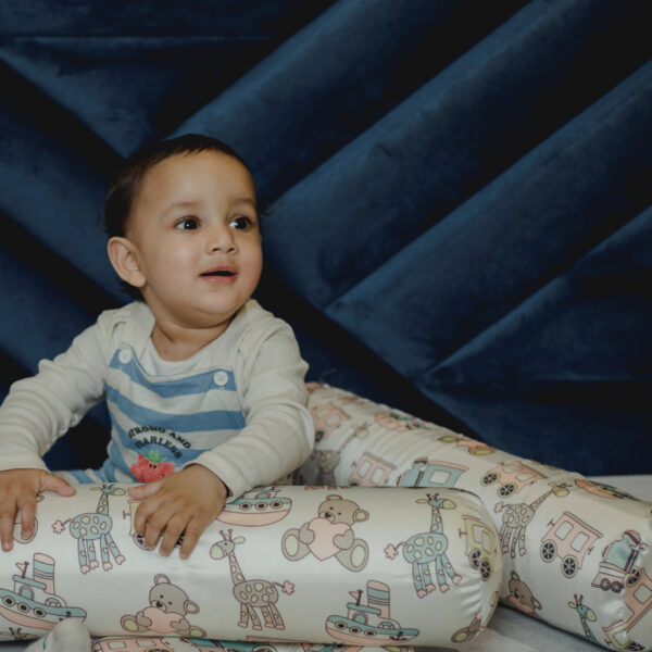 Memory Foam Round Baby Bolster for Side Support (22x5) - White